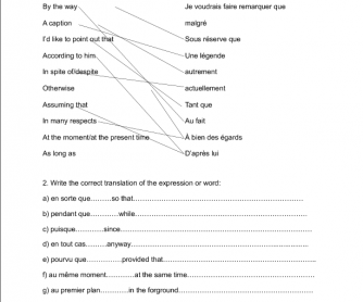 Test on Common Expressions (For French Speaking Students) - Answers