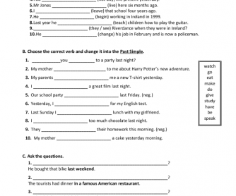 Worksheet on the Past Simple