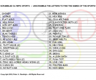 Scrambled Olympic Sports