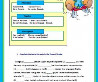 Present Simple Tense Elementary Worksheet