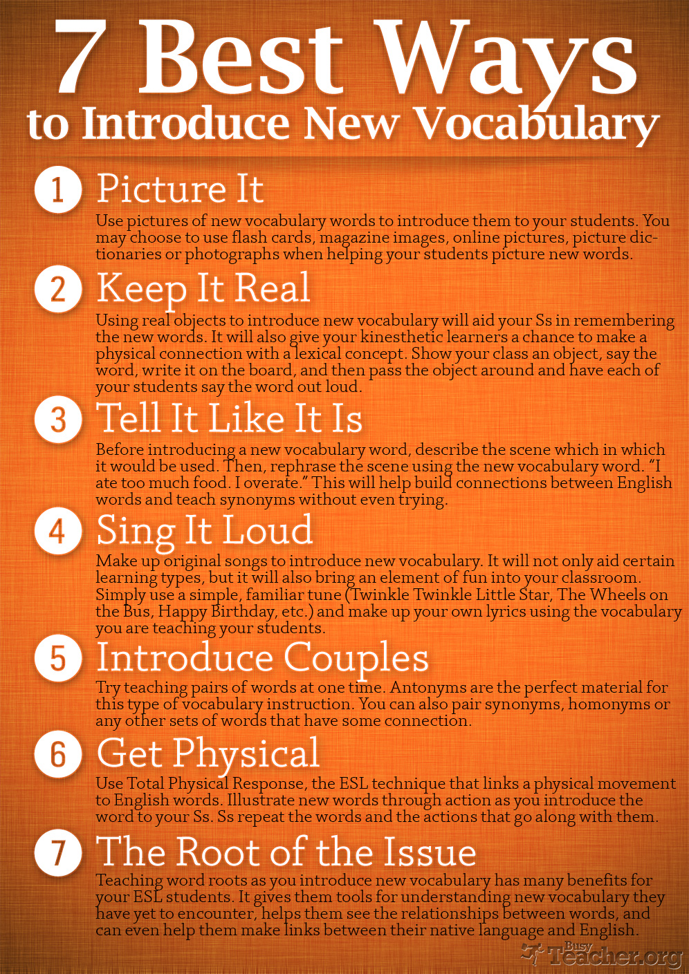 POSTER: 7 Best Ways to Introduce New Vocabulary