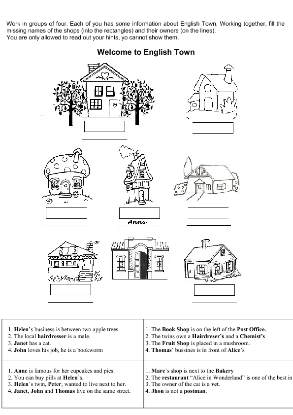 travel worksheet busy teacher English Town gap Game) (Information