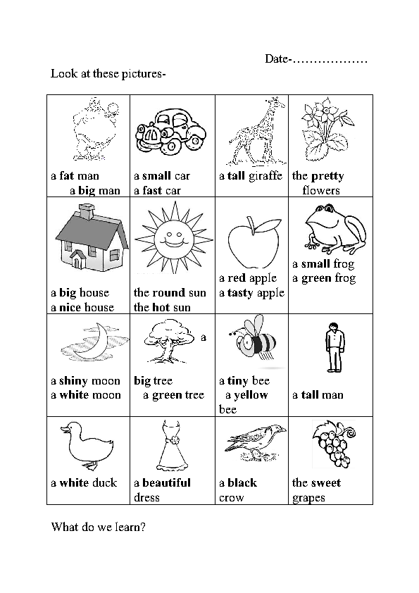 Worksheets For Grade 1 Describing Words