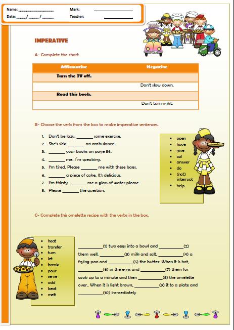 Imperative Sentences Exercises Choose From 259 Different Sets Of 