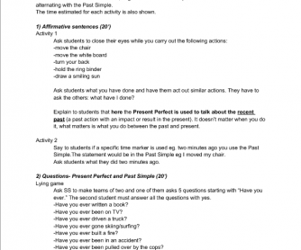 Speaking Skills Lesson Plan [Present Perfect and Past Simple]