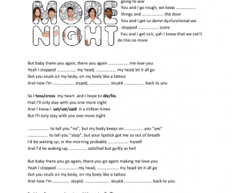 Song Worksheet: One More Night by Maroon 5