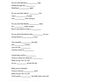 Song Worksheet: Firework by Katy Perry