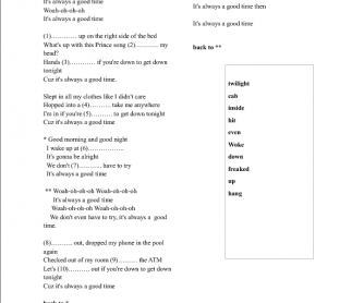 Song Worksheet: Good Time By Owl City & Carly Rae Jepsen