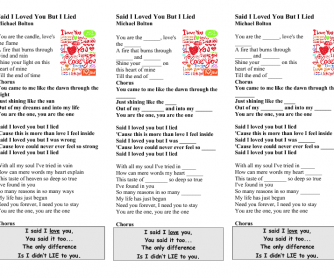 Song Worksheet: I Said I Loved You, But I Lied by Michael Bolton