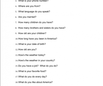 Basic English Conversation Questions