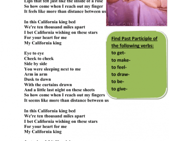 Song Worksheet: California King Bed by Rihana