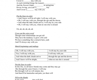 Song Worksheet: Stay With You by John Legend