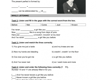 Song Worksheet: Girl Like You [Present Perfect]