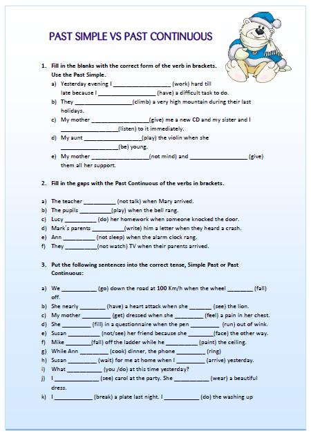 Past Simple vs Past Continuous Elementary Worksheet