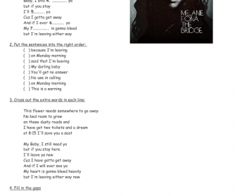 Song Worksheet: Monday Morning by Melanie Fiona