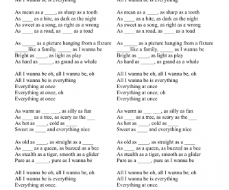 Song Worksheet: Everything At Once by Lenka [Idioms]