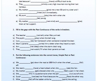 Past Simple vs Past Continuous Elementary Worksheet