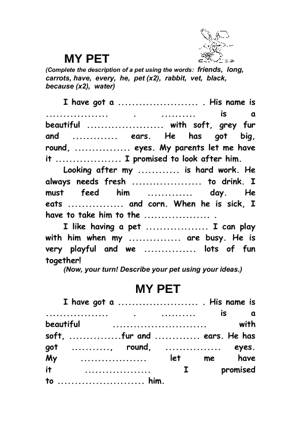 My Pet: Controlled Writing