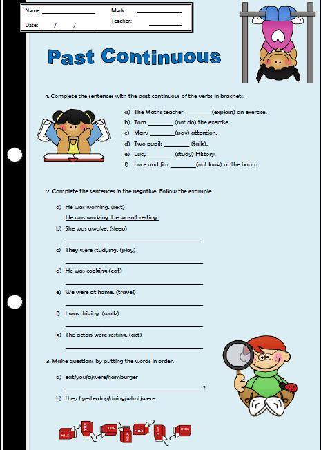 Past Continuous Tense Elementary Worksheet