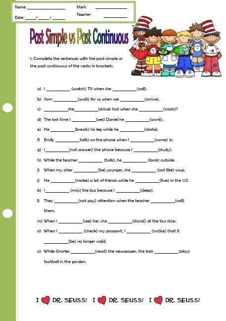 Continuous Tense Worksheet Grade 5