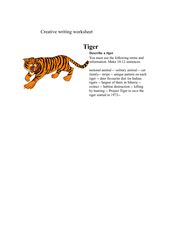 Tiger: Creative Writing Worksheet