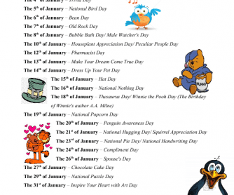 January Holidays Calendar