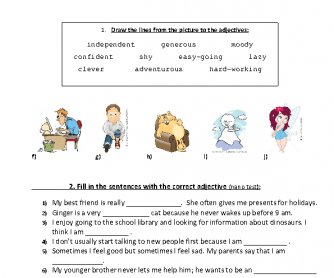 Personality Adjectives Worksheet