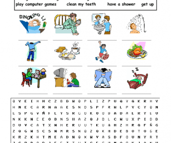 Daily Routines Picture Dictionary and Wordsearch