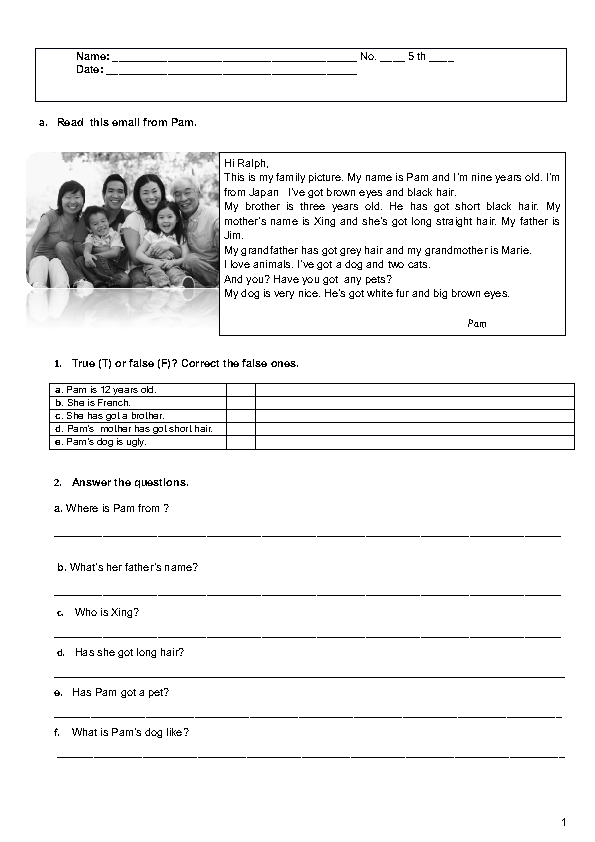 worksheet family labeling Family Description Relationship and Physical