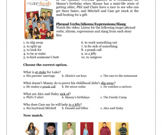 TV Series Worksheet: Modern Family (S02E08)