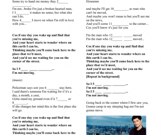 Song Worksheet: The Man Who Can't Be Moved by The Script