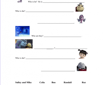 Monster's Inc. Character Worksheet