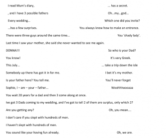 Mamma Mia Trailer Worksheet