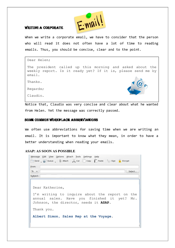 writing business email exercises pdf