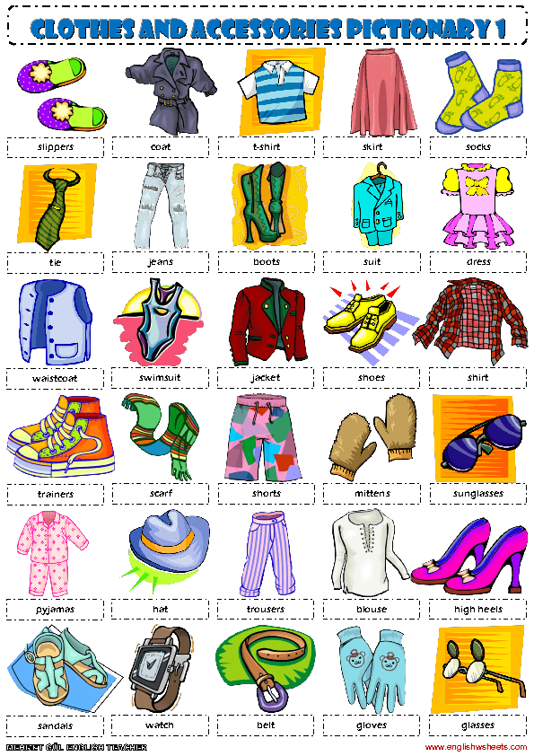 Clothes Pictionary 1 Poster Vocabulary Worksheet