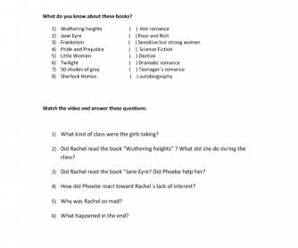 Movie Worksheet: Rachel and Phoebe Go to a Literature Class [Friends]