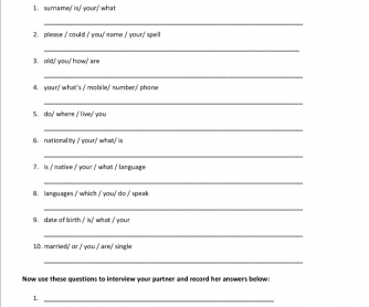 Personal Information Worksheet