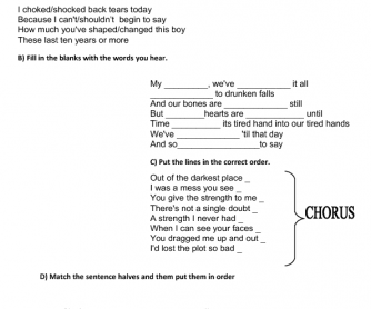 Song Worksheet: Give Me Strength by Snow Patrol