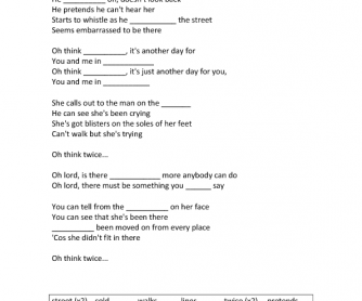 Song Worksheet: Another Day in Paradise by Phil Collins