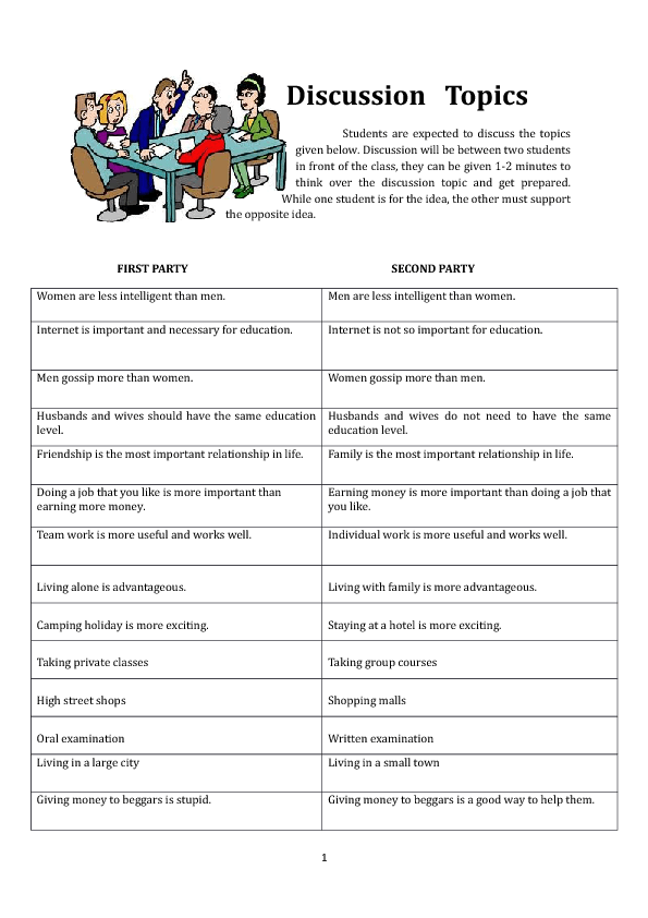 discussion topics for students