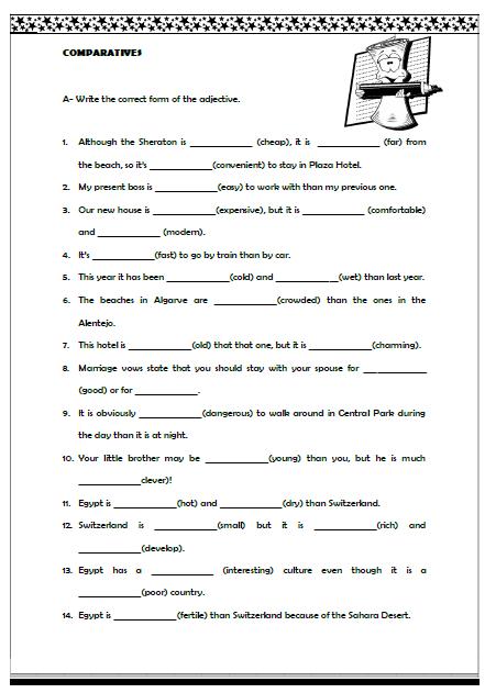 comparative form of adjectives worksheet