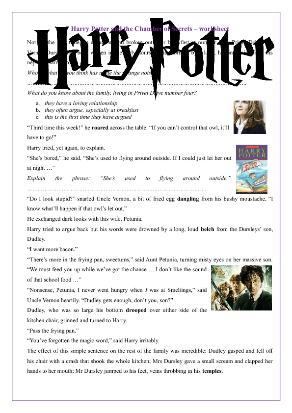 harry potter homework assignments