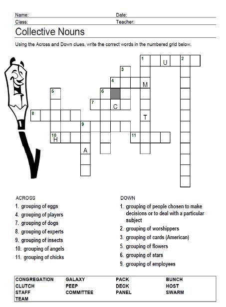 Collective Nouns Crossword