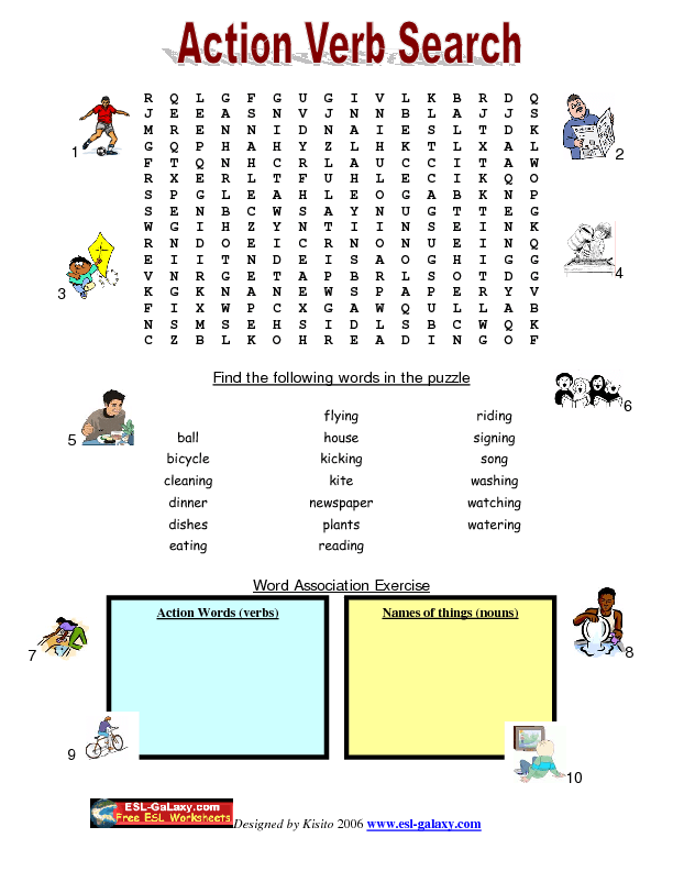 Imunitate El Mam Action Verbs Vocabulary Word Search Puzzle Solved A