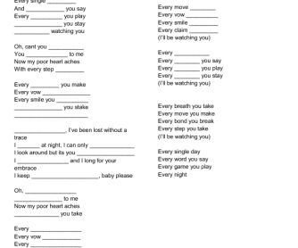 Song Worksheet: I'll Be Watching You by Sting