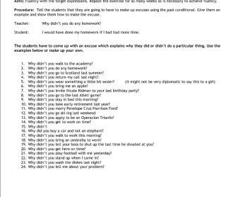 Drill 3rd Conditionals - Making Excuses