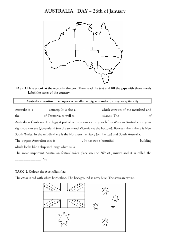 grade english exercise comprehension 9 Reading Australia Day