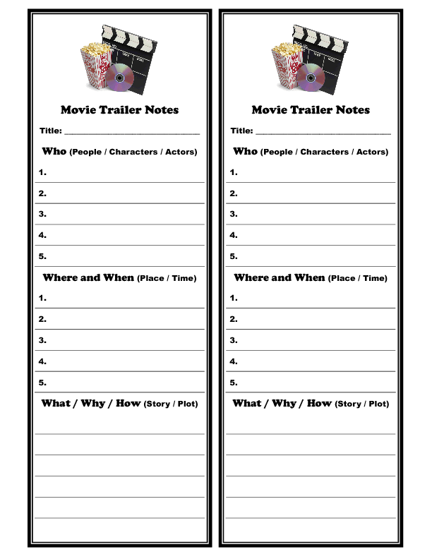 Movie Worksheet: Trailer