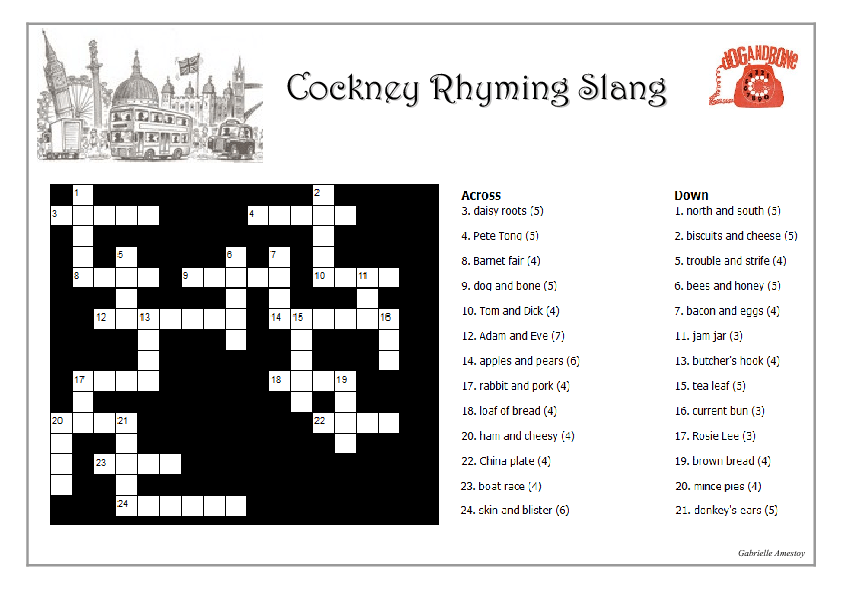 London's Cockney Rhyming Slang Crossword.