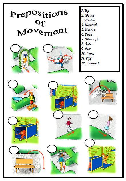 worksheet quilt vocabulary Movement Activity Prepositions of Matching